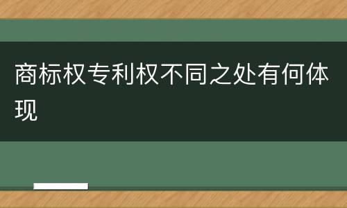商标权专利权不同之处有何体现