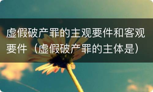 虚假破产罪的主观要件和客观要件（虚假破产罪的主体是）