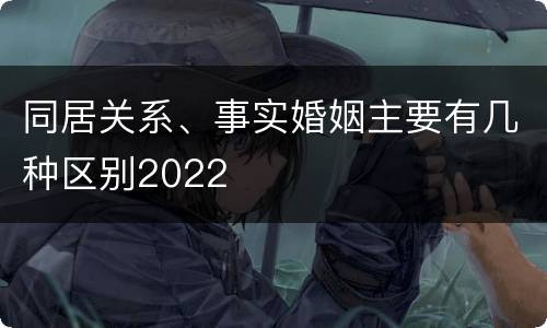 同居关系、事实婚姻主要有几种区别2022