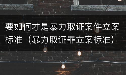 要如何才是暴力取证案件立案标准（暴力取证罪立案标准）