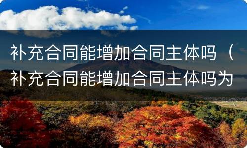 补充合同能增加合同主体吗（补充合同能增加合同主体吗为什么）