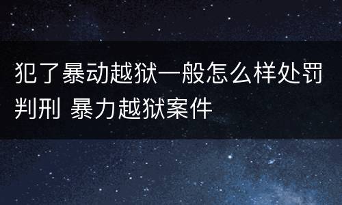 犯了暴动越狱一般怎么样处罚判刑 暴力越狱案件