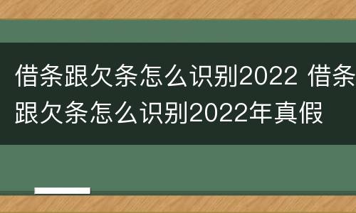 借条跟欠条怎么识别2022 借条跟欠条怎么识别2022年真假