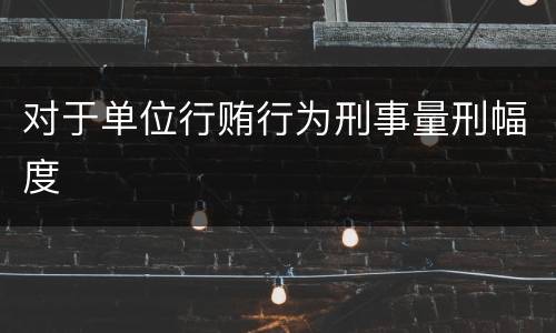 对于单位行贿行为刑事量刑幅度