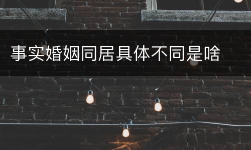 事实婚姻同居具体不同是啥