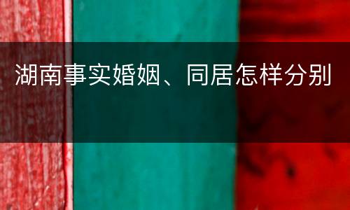 湖南事实婚姻、同居怎样分别