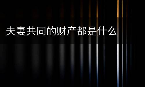 夫妻共同的财产都是什么