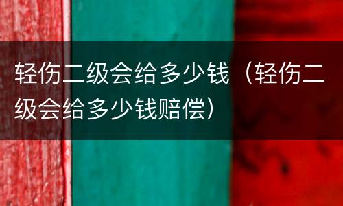 轻伤二级会给多少钱（轻伤二级会给多少钱赔偿）