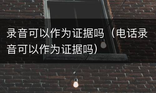 录音可以作为证据吗（电话录音可以作为证据吗）