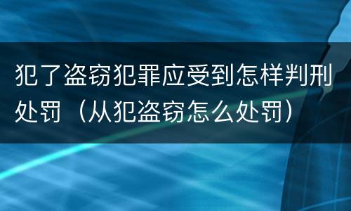 犯了盗窃犯罪应受到怎样判刑处罚(从犯盗窃怎么处罚)