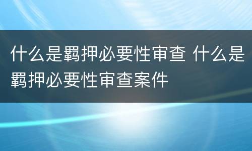 什么是羁押必要性审查 什么是羁押必要性审查案件