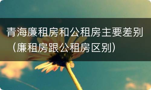 青海廉租房和公租房主要差别（廉租房跟公租房区别）