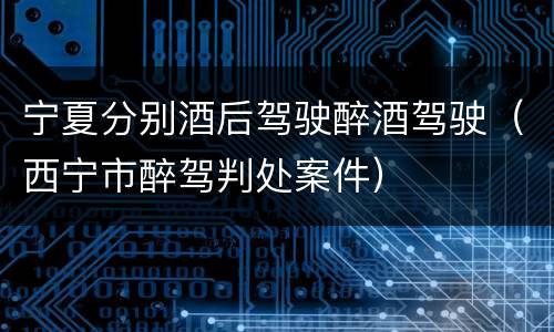 宁夏分别酒后驾驶醉酒驾驶（西宁市醉驾判处案件）