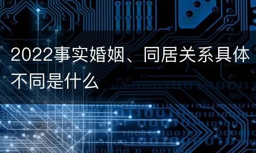 2022事实婚姻、同居关系具体不同是什么