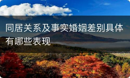 同居关系及事实婚姻差别具体有哪些表现