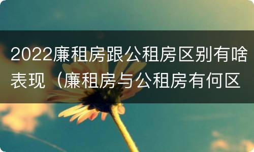 2022廉租房跟公租房区别有啥表现（廉租房与公租房有何区别）
