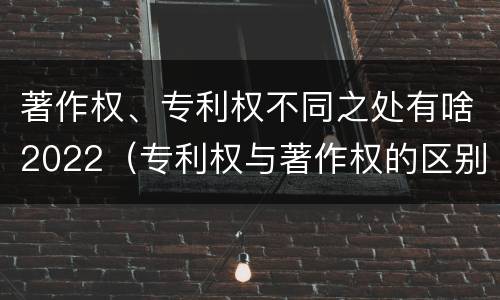 著作权、专利权不同之处有啥2022（专利权与著作权的区别与联系）
