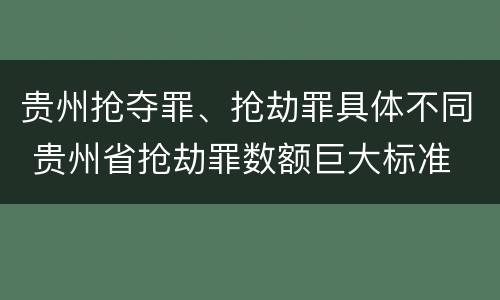 贵州抢夺罪、抢劫罪具体不同 贵州省抢劫罪数额巨大标准