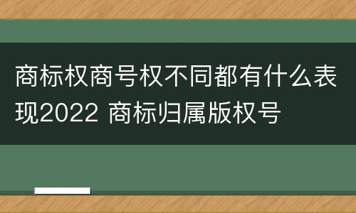 商标权商号权不同都有什么表现2022 商标归属版权号