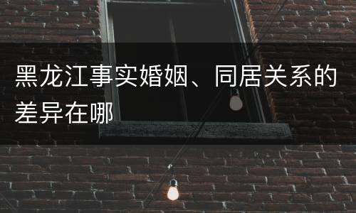 黑龙江事实婚姻、同居关系的差异在哪