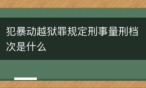 犯暴动越狱罪规定刑事量刑档次是什么