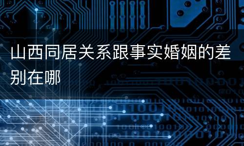 山西同居关系跟事实婚姻的差别在哪