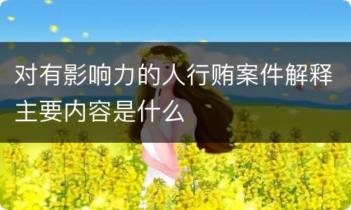 对有影响力的人行贿案件解释主要内容是什么