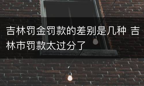 吉林罚金罚款的差别是几种 吉林市罚款太过分了