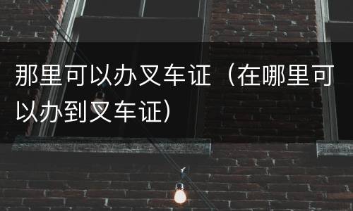 那里可以办叉车证（在哪里可以办到叉车证）
