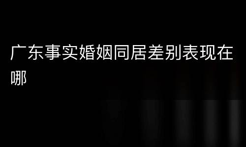 广东事实婚姻同居差别表现在哪