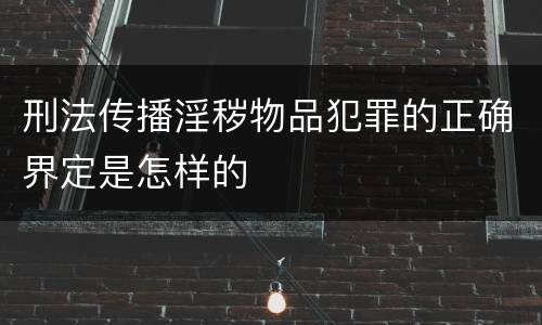 刑法传播淫秽物品犯罪的正确界定是怎样的