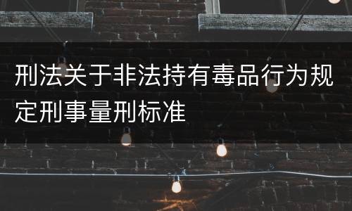 刑法关于非法持有毒品行为规定刑事量刑标准