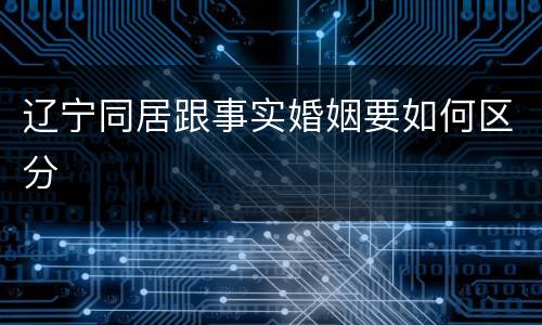 辽宁同居跟事实婚姻要如何区分