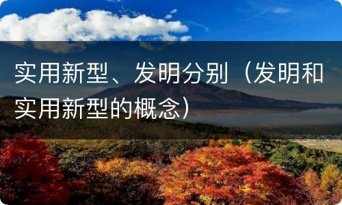 实用新型、发明分别（发明和实用新型的概念）