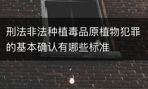 刑法非法种植毒品原植物犯罪的基本确认有哪些标准