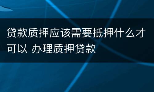 贷款质押应该需要抵押什么才可以 办理质押贷款