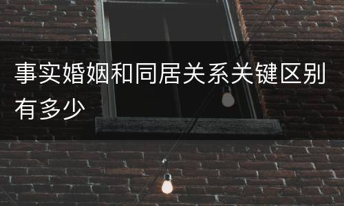 事实婚姻和同居关系关键区别有多少
