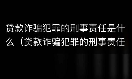 贷款诈骗犯罪的刑事责任是什么（贷款诈骗犯罪的刑事责任是什么意思）