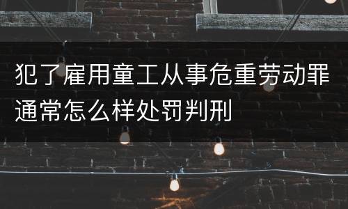 犯了雇用童工从事危重劳动罪通常怎么样处罚判刑