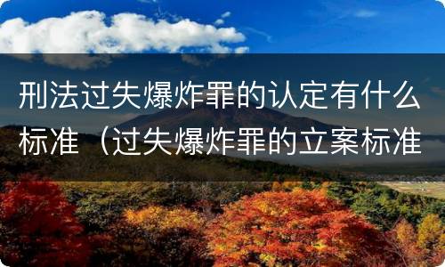 刑法过失爆炸罪的认定有什么标准（过失爆炸罪的立案标准）