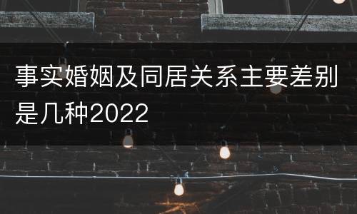 事实婚姻及同居关系主要差别是几种2022