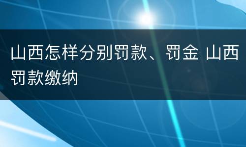 山西怎样分别罚款、罚金 山西罚款缴纳