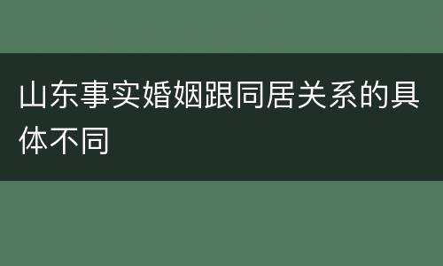 山东事实婚姻跟同居关系的具体不同