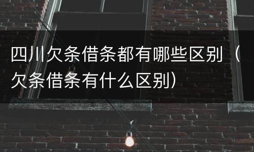四川欠条借条都有哪些区别（欠条借条有什么区别）