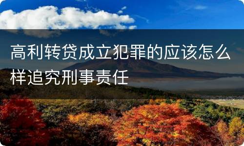 高利转贷成立犯罪的应该怎么样追究刑事责任