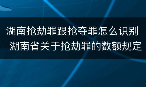 湖南抢劫罪跟抢夺罪怎么识别 湖南省关于抢劫罪的数额规定