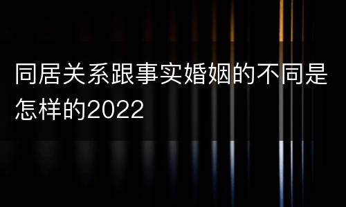 同居关系跟事实婚姻的不同是怎样的2022