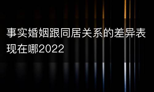 事实婚姻跟同居关系的差异表现在哪2022