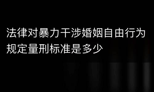 法律对暴力干涉婚姻自由行为规定量刑标准是多少