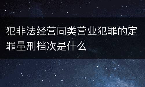 犯非法经营同类营业犯罪的定罪量刑档次是什么